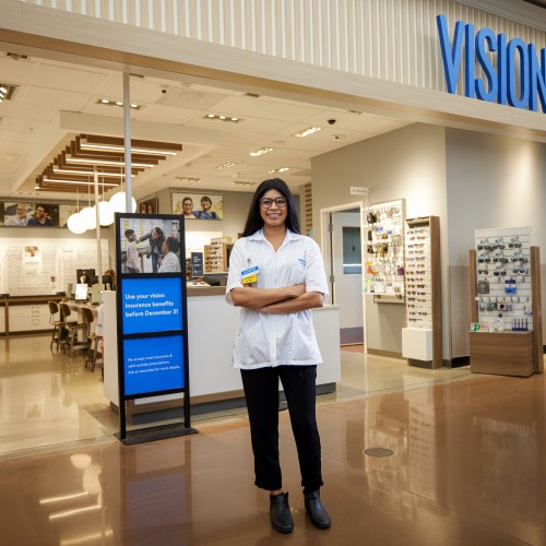 Optometry Intern standing in front of store