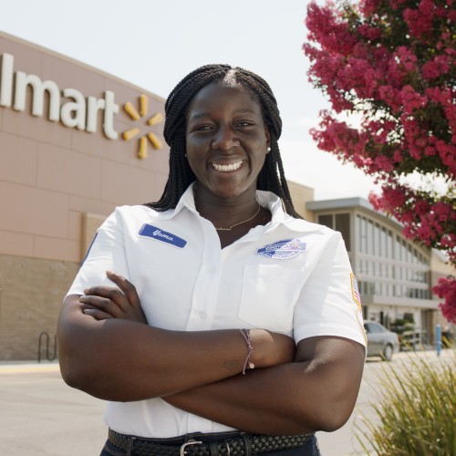 image of a driver in front of Walmart store