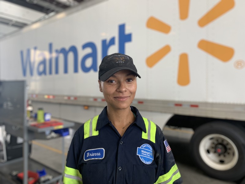 Mechanic in front of Walmart truck