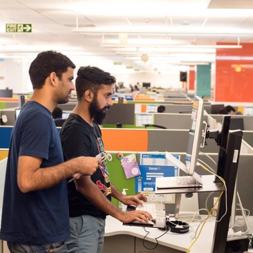 eCommerce Associates Collaborating at Standing Desk